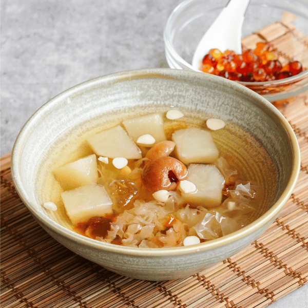 white fungus peach gum with melon soup healthy food menu